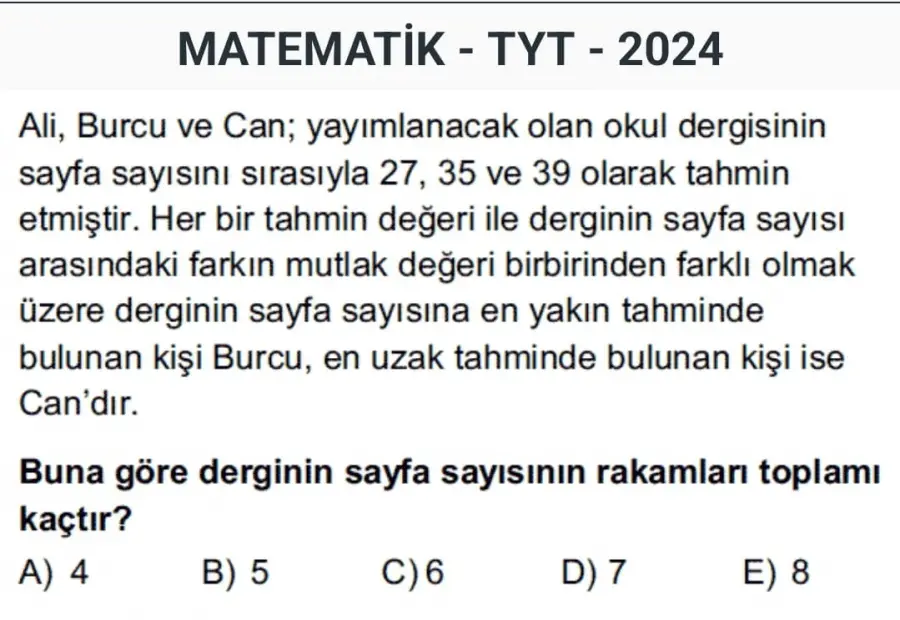 Konya da Özel Ders 2024 çıkmış soru