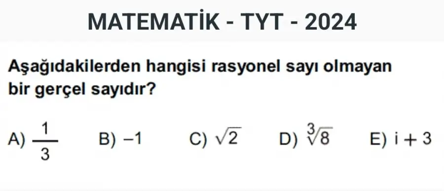 Sayı türleri çıkmış sorusu, Konya özel ders ve online özel ders 